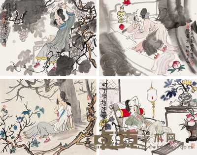 郜科 四美图 镜心 35.5×46cm
